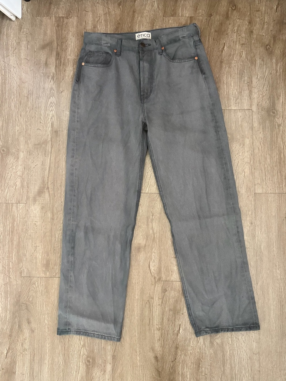 Etica Anthropologie Denim Straight Leg Jeans Size 29 Charcoal Gray 100% Cotton